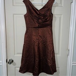 Adrianna Papell Shimmering Brown cocktail Midi Dress